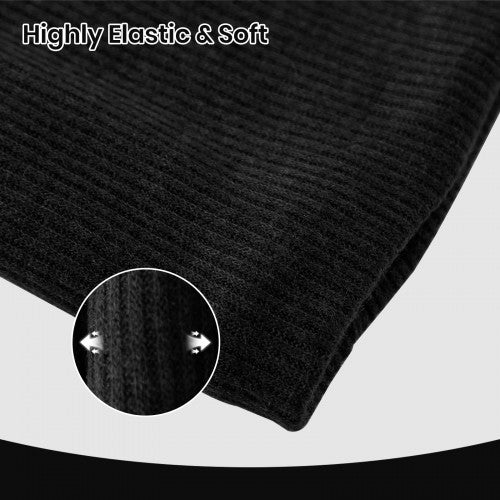 NWN5431 - Fleece-Lined Knit Neck Warmer Gaiter–Double-Layer Acrylic & Polyester, Stretchy, Soft, Wind-Resistant, Warm - Black