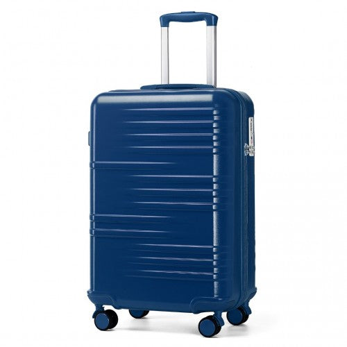 K2391L - British Traveller 20 Inch Durable Polycarbonate and ABS Hard Shell Suitcase With TSA Lock - Navy | Neil's Luggage Store
