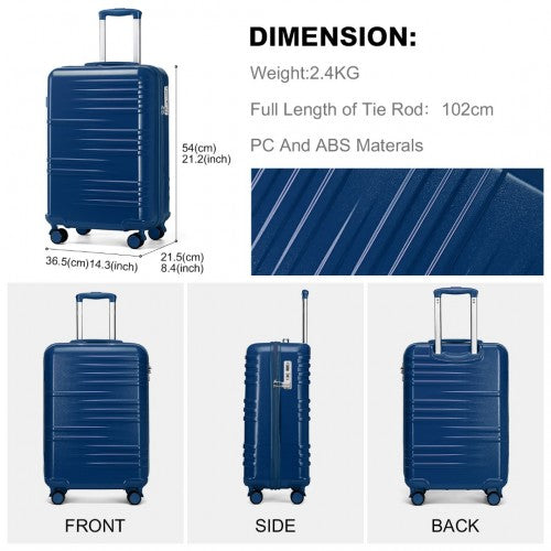 K2391L - British Traveller 20 Inch Durable Polycarbonate and ABS Hard Shell Suitcase With TSA Lock - Navy | Neil's Luggage Store