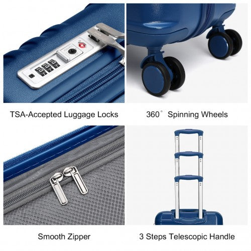 K2391L - British Traveller 20 Inch Durable Polycarbonate and ABS Hard Shell Suitcase With TSA Lock - Navy | Neil's Luggage Store