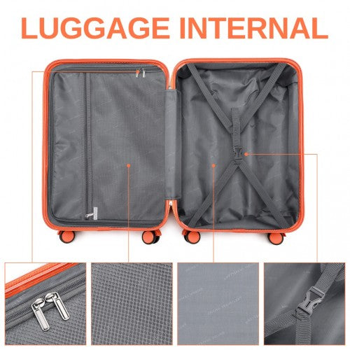 K2391L - British Traveller 20 Inch Durable Polycarbonate and ABS Hard Shell Suitcase With TSA Lock - Orange | Neil's Luggage Store