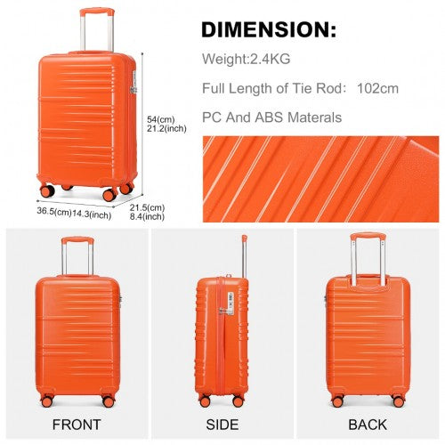 K2391L - British Traveller 20 Inch Durable Polycarbonate and ABS Hard Shell Suitcase With TSA Lock - Orange | Neil's Luggage Store