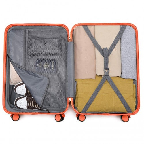 K2391L - British Traveller 20 Inch Durable Polycarbonate and ABS Hard Shell Suitcase With TSA Lock - Orange | Neil's Luggage Store