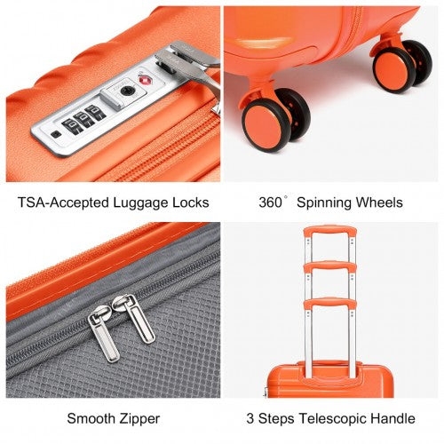 K2391L - British Traveller 20 Inch Durable Polycarbonate and ABS Hard Shell Suitcase With TSA Lock - Orange | Neil's Luggage Store