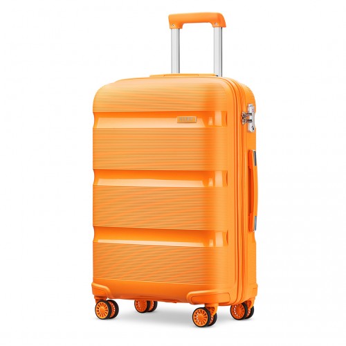 K2092L - Kono 20 Inch Bright Hard Shell PP Carry-On Suitcase In Cabin Size - Orange | Neil's Luggage Store