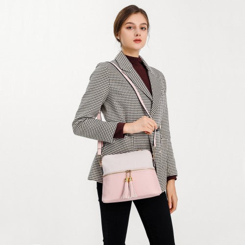 LG2023 - Miss Lulu Elegant 3-Piece Leather Look Tote Bag Set - Versatile & Chic for Every Occasion - Pink And Beige | Neil's Luggage Store
