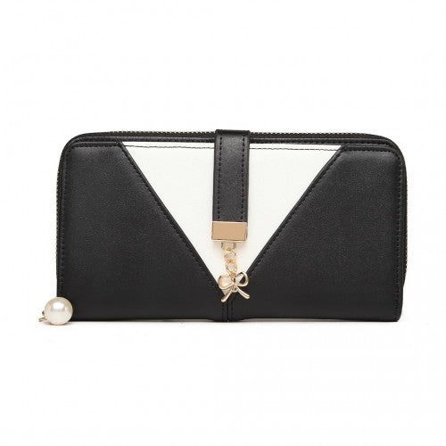 LP2216 - Miss Lulu Two Tone Women's Leather Look Clutch Purse - Black | Neil's Luggage Store