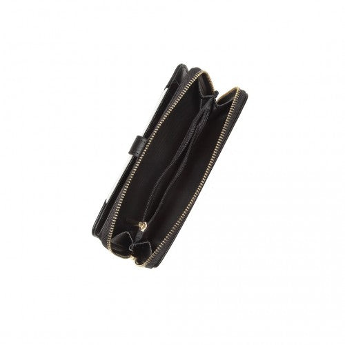 LP2216 - Miss Lulu Two Tone Women's Leather Look Clutch Purse - Black | Neil's Luggage Store
