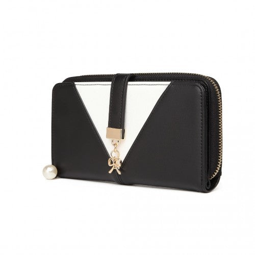 LP2216 - Miss Lulu Two Tone Women's Leather Look Clutch Purse - Black | Neil's Luggage Store