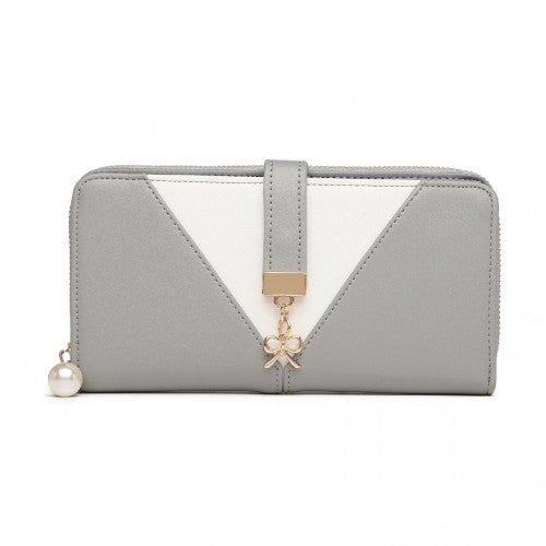 LP2216 - Miss Lulu Two Tone Women's Leather Look Clutch Purse - Grey | Neil's Luggage Store