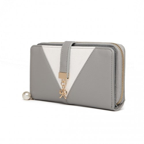 LP2216 - Miss Lulu Two Tone Women's Leather Look Clutch Purse - Grey | Neil's Luggage Store