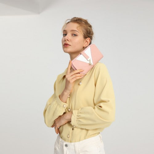 LP2216 - Miss Lulu Two Tone Women's Leather Look Clutch Purse - Pink | Neil's Luggage Store