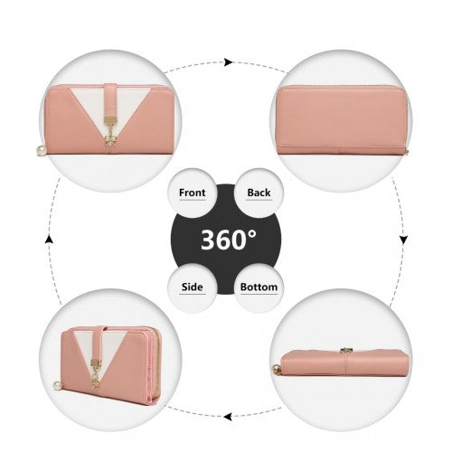 LP2216 - Miss Lulu Two Tone Women's Leather Look Clutch Purse - Pink | Neil's Luggage Store