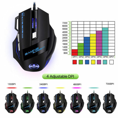 7200 dpi RGB Lighting Luminous Gaming Mouse 7-key Office Computer Mouse LED Gaming