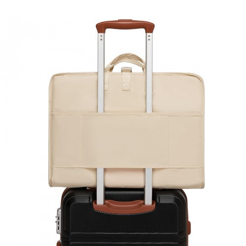 POK2523 - Kono 6-in-1 Hanging Travel Organiser Bag, Portable Foldable Packing Cubes Set with Trolley Sleeve - Beige | Neil's Luggage Store