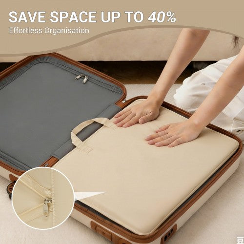POK2523 - Kono 6-in-1 Hanging Travel Organiser Bag, Portable Foldable Packing Cubes Set with Trolley Sleeve - Beige | Neil's Luggage Store