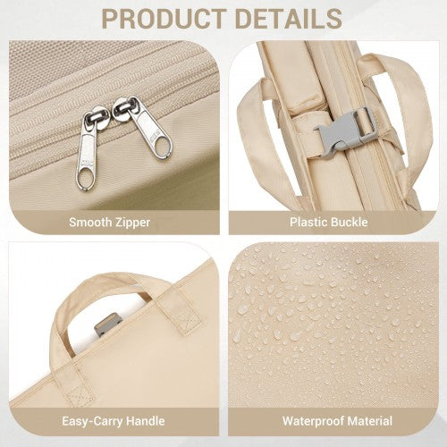 POK2523 - Kono 6-in-1 Hanging Travel Organiser Bag, Portable Foldable Packing Cubes Set with Trolley Sleeve - Beige | Neil's Luggage Store