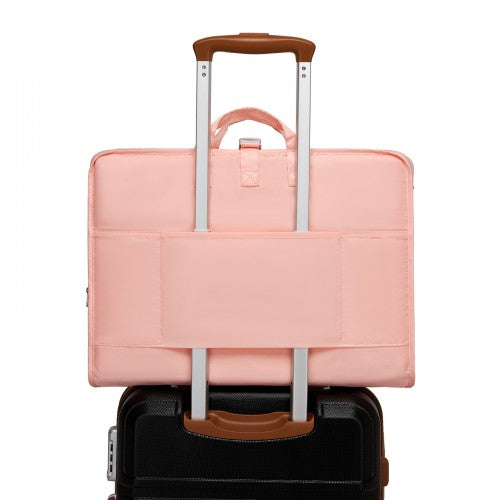 POK2523 - Kono 6-in-1 Hanging Travel Organiser Bag, Portable Foldable Packing Cubes Set with Trolley Sleeve - Pink