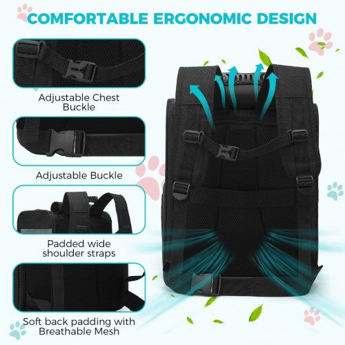 PTD2440 - Dogat Foldable And Durable Pet Backpack Carrier Travel Bag for Cats and Small Dogs - Black | Neil's Luggage Store