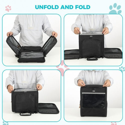PTD2440 - Dogat Foldable And Durable Pet Backpack Carrier Travel Bag for Cats and Small Dogs - Black | Neil's Luggage Store