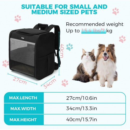 PTD2440 - Dogat Foldable And Durable Pet Backpack Carrier Travel Bag for Cats and Small Dogs - Black | Neil's Luggage Store
