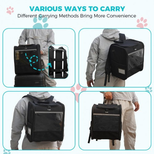 PTD2440 - Dogat Foldable And Durable Pet Backpack Carrier Travel Bag for Cats and Small Dogs - Black | Neil's Luggage Store