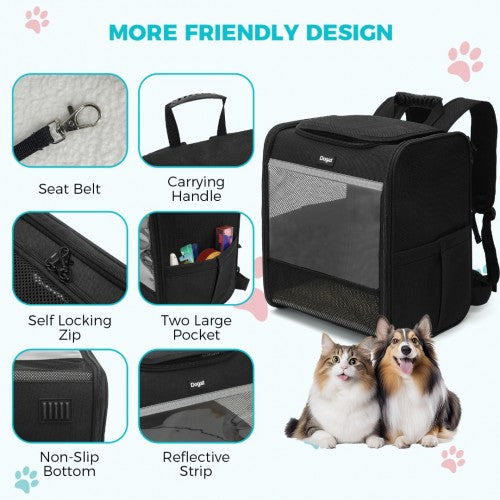 PTD2440 - Dogat Foldable And Durable Pet Backpack Carrier Travel Bag for Cats and Small Dogs - Black | Neil's Luggage Store