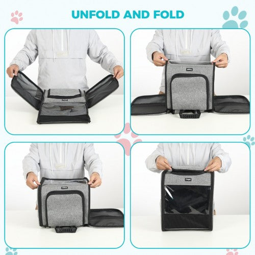 PTD2440 - Dogat Foldable And Durable Pet Backpack Carrier Travel Bag for Cats and Small Dogs - Grey | Neil's Luggage Store