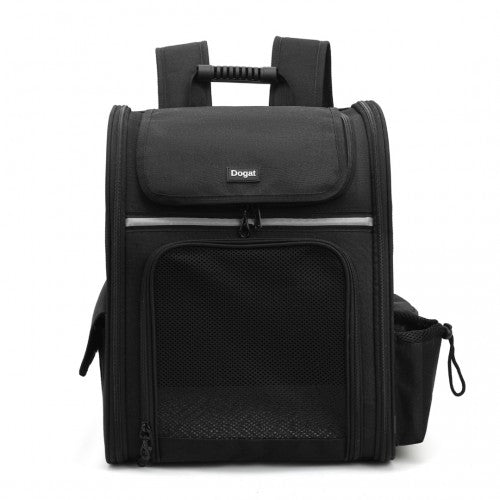PTD2441 - Dogat Expandable And Foldable Pet Backpack Carrier with Ventilated Mesh Windows Comfortable & Secure Design - Black