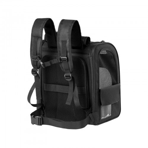PTD2641 - Dogat Expandable And Foldable Pet Backpack Carrier with Ventilated Mesh Windows Comfortable & Secure Design - Black | Neil's Luggage Store