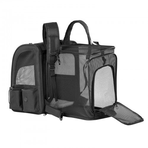 PTD2641 - Dogat Expandable And Foldable Pet Backpack Carrier with Ventilated Mesh Windows Comfortable & Secure Design - Black | Neil's Luggage Store