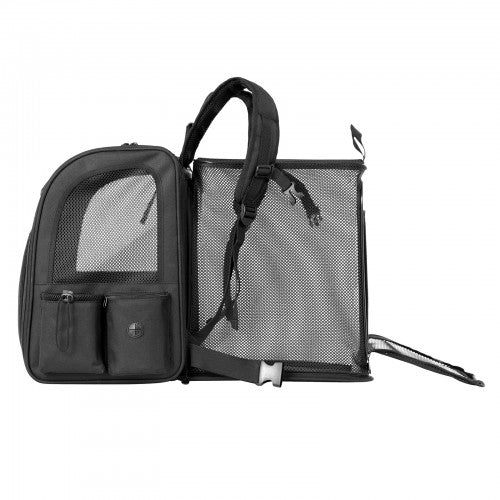PTD2641 - Dogat Expandable And Foldable Pet Backpack Carrier with Ventilated Mesh Windows Comfortable & Secure Design - Black | Neil's Luggage Store