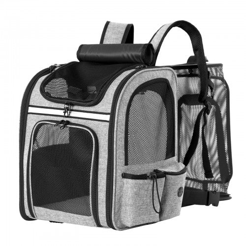 Dogat Expandable Foldable Pet Backpack Carrier With Ventilated Mesh Windows Grey | Neil's Luggage Store