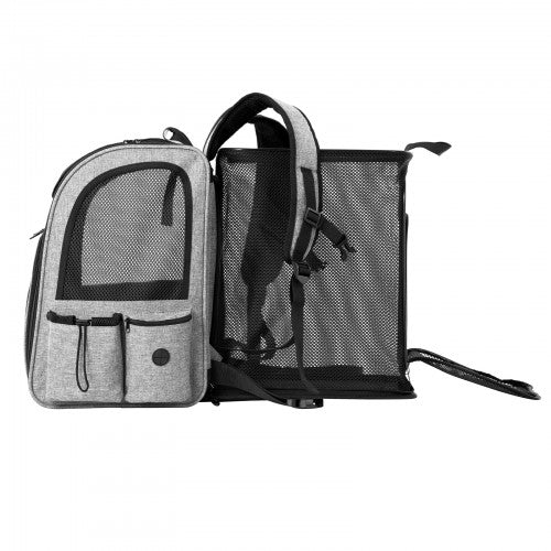 Dogat Expandable Foldable Pet Backpack Carrier With Ventilated Mesh Windows Grey | Neil's Luggage Store