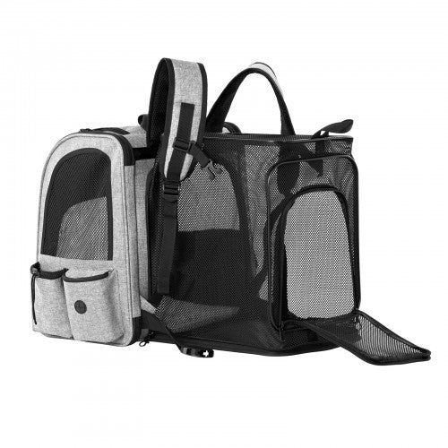 Dogat Expandable Foldable Pet Backpack Carrier With Ventilated Mesh Windows Grey | Neil's Luggage Store