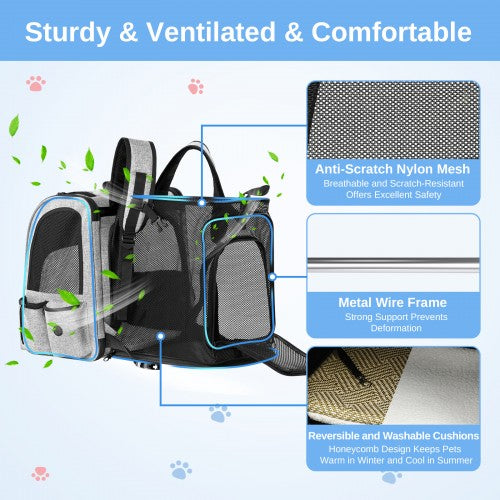 Dogat Expandable Foldable Pet Backpack Carrier With Ventilated Mesh Windows Grey | Neil's Luggage Store