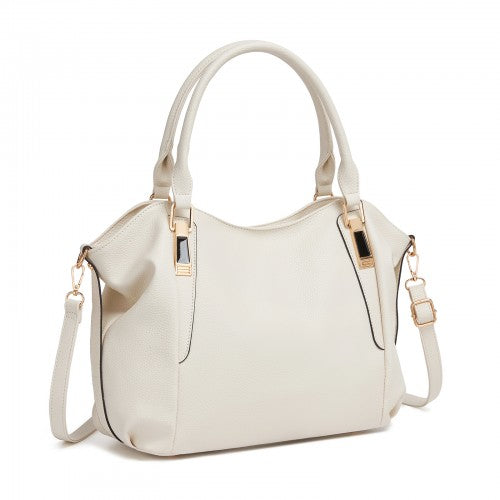 S1716 - Miss Lulu Soft Leather Elegant Simple Shoulder Bag - Beige | Neil's Luggage Store