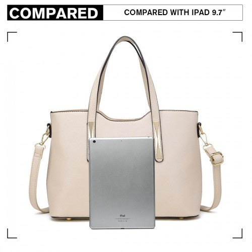 S1719 - Miss Lulu PU Leather Handbag & Purse - Beige | Neil's Luggage Store