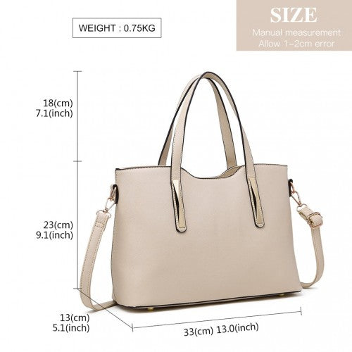 S1719 - Miss Lulu PU Leather Handbag & Purse - Beige | Neil's Luggage Store