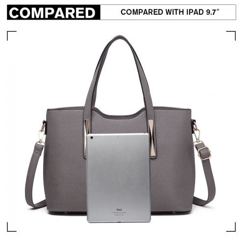 S1719 - Miss Lulu Pu Leather Handbag & Purse - Grey | Neil's Luggage Store
