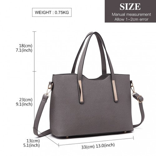 S1719 - Miss Lulu Pu Leather Handbag & Purse - Grey | Neil's Luggage Store