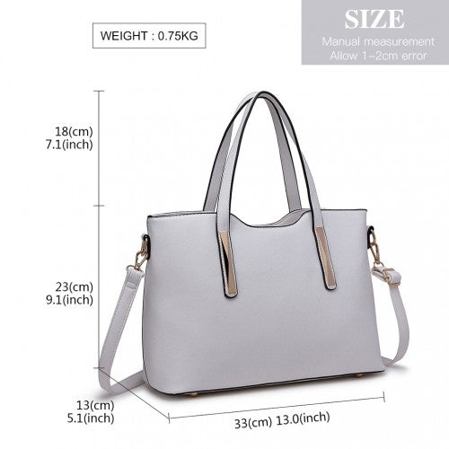 Miss Lulu PU Leather Handbag And Purse White Structured Tote Bag With Durable Exterior And Soft Interior | Neil's Luggage Store