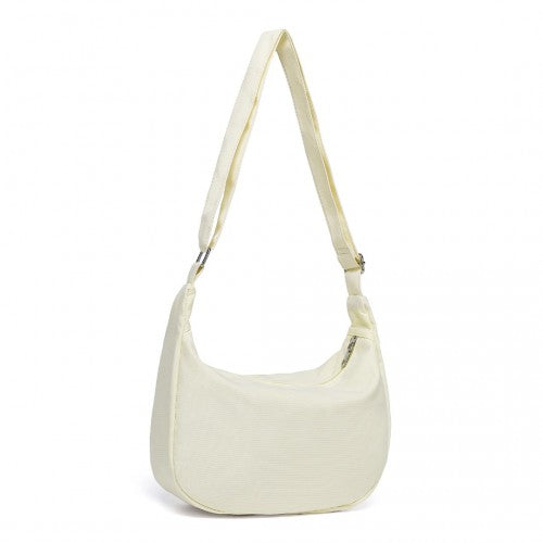 S2314 - Water-resistant Portable Crescent Shoulder Cross Body Bag - Beige | Neil's Luggage Store