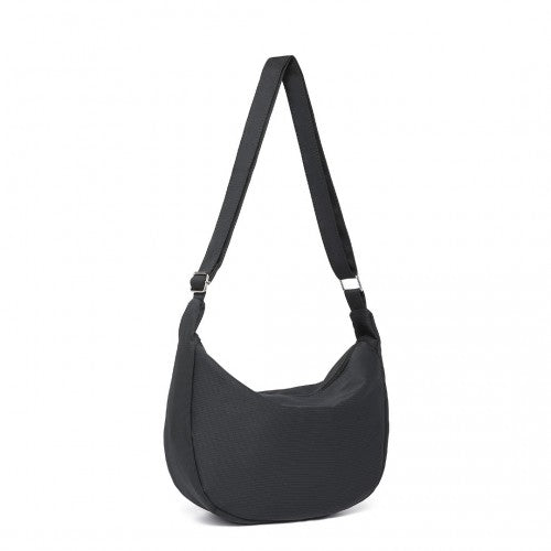 S2314 - Water-resistant Portable Crescent Shoulder Cross Body Bag - Black | Neil's Luggage Store