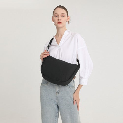 S2314 - Water-resistant Portable Crescent Shoulder Cross Body Bag - Black | Neil's Luggage Store