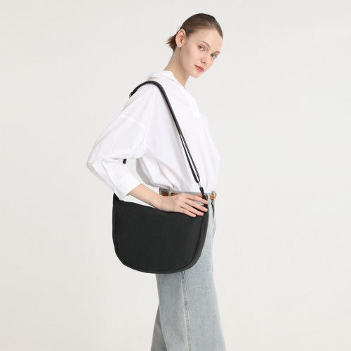 S2314 - Water-resistant Portable Crescent Shoulder Cross Body Bag - Black | Neil's Luggage Store