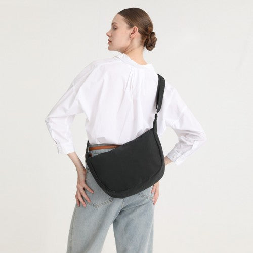 S2314 - Water-resistant Portable Crescent Shoulder Cross Body Bag - Black | Neil's Luggage Store