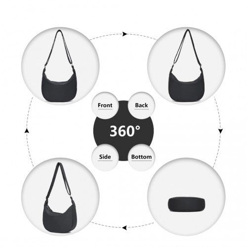 S2314 - Water-resistant Portable Crescent Shoulder Cross Body Bag - Black | Neil's Luggage Store