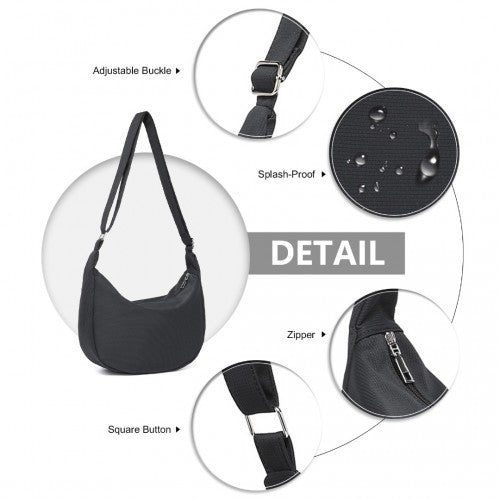 S2314 - Water-resistant Portable Crescent Shoulder Cross Body Bag - Black | Neil's Luggage Store