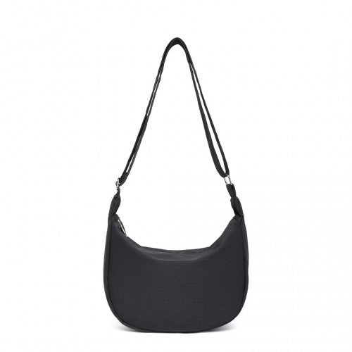 S2314 - Water-resistant Portable Crescent Shoulder Cross Body Bag - Black | Neil's Luggage Store